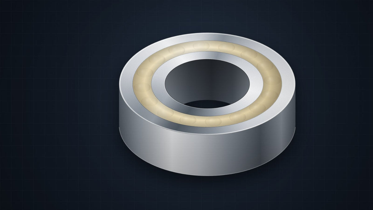 A 6205 ball bearing filled with solid oil, the cream polymer fill visible between the rings