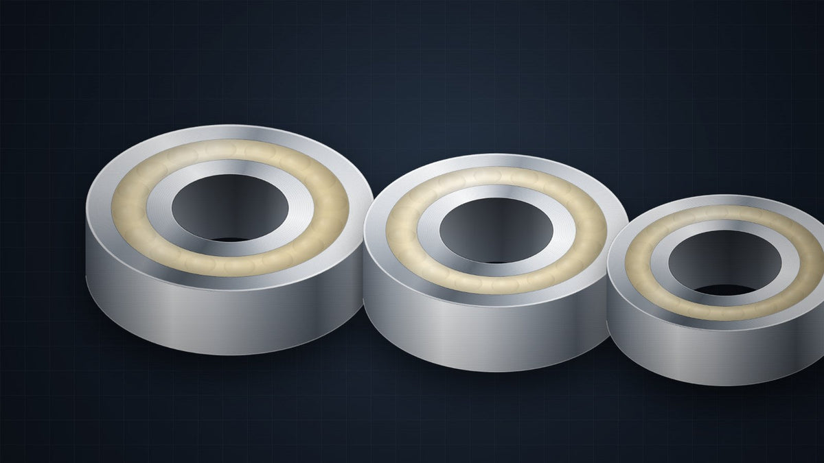 Three solid oil bearings in a row, filled to order and ready to ship