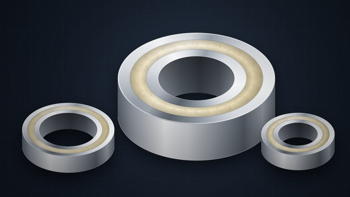 Three Food Grade stainless steel solid oil bearings for washdown equipment