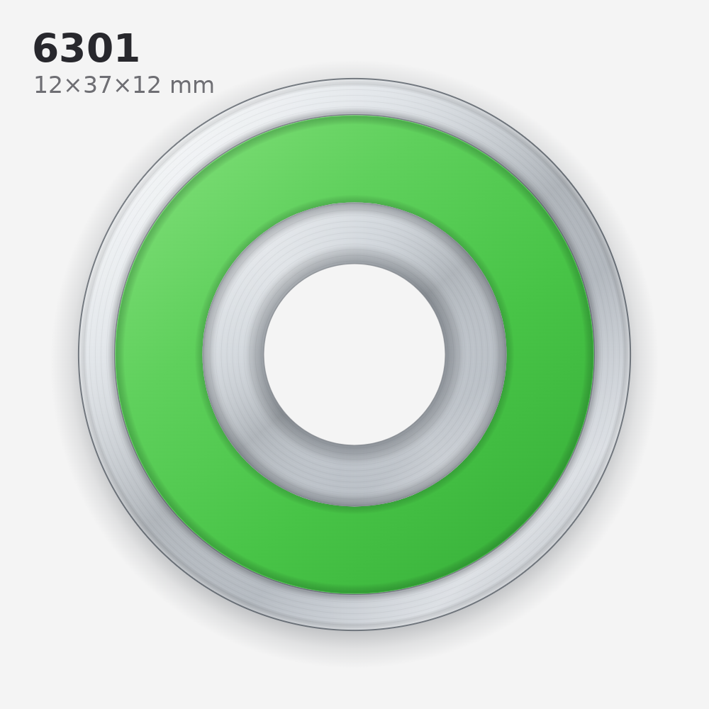 6301 Solid Oil Ball Bearing (12×37×12 mm)