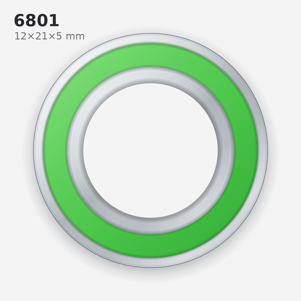 6801 Solid Oil Ball Bearing (12×21×5 mm)