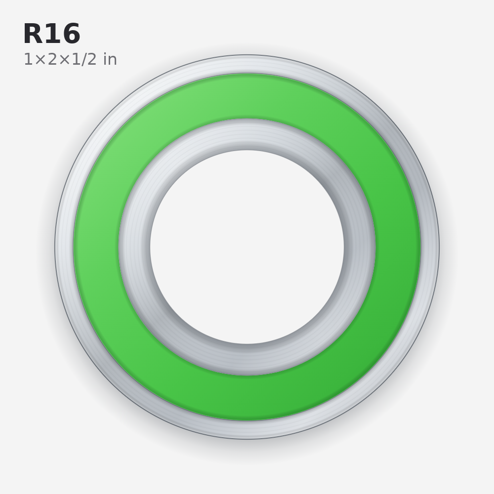 R16 Solid Oil Ball Bearing (1x2x1/2 in)