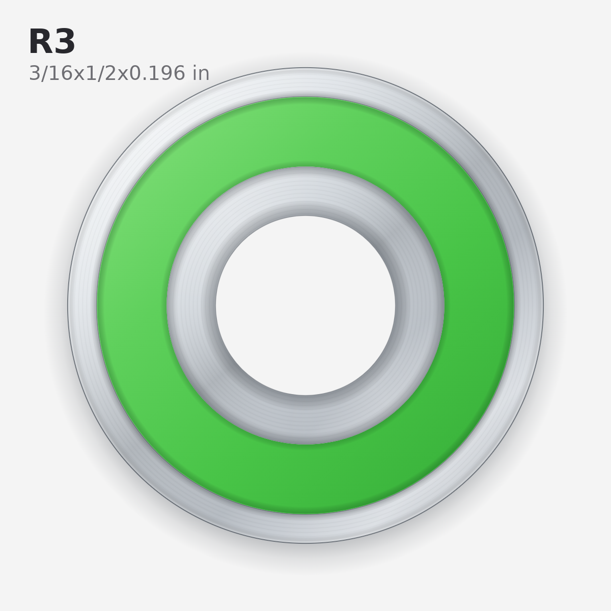 R3 Miniature Solid Oil Ball Bearing (3/16x1/2x0.196 in)