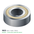 1623 solid oil ball bearing, 5/8 × 1-3/8 × 7/16 in, chrome steel, sealed with solid oil