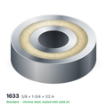 1633 solid oil ball bearing, 5/8 × 1-3/4 × 1/2 in, chrome steel, sealed with solid oil