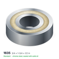 1635 solid oil ball bearing, 3/4 × 1-3/4 × 1/2 in, chrome steel, sealed with solid oil