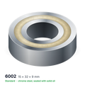 6002 solid oil ball bearing, 15 × 32 × 9 mm, chrome steel, sealed with solid oil