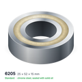 6205 solid oil ball bearing, 25 × 52 × 15 mm, chrome steel, sealed with solid oil