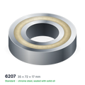 6207 solid oil ball bearing, 35 × 72 × 17 mm, chrome steel, sealed with solid oil