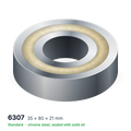 6307 solid oil ball bearing, 35 × 80 × 21 mm, chrome steel, sealed with solid oil