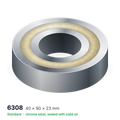 6308 solid oil ball bearing, 40 × 90 × 23 mm, chrome steel, sealed with solid oil