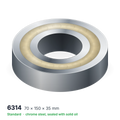 6314 solid oil ball bearing, 70 × 150 × 35 mm, chrome steel, sealed with solid oil