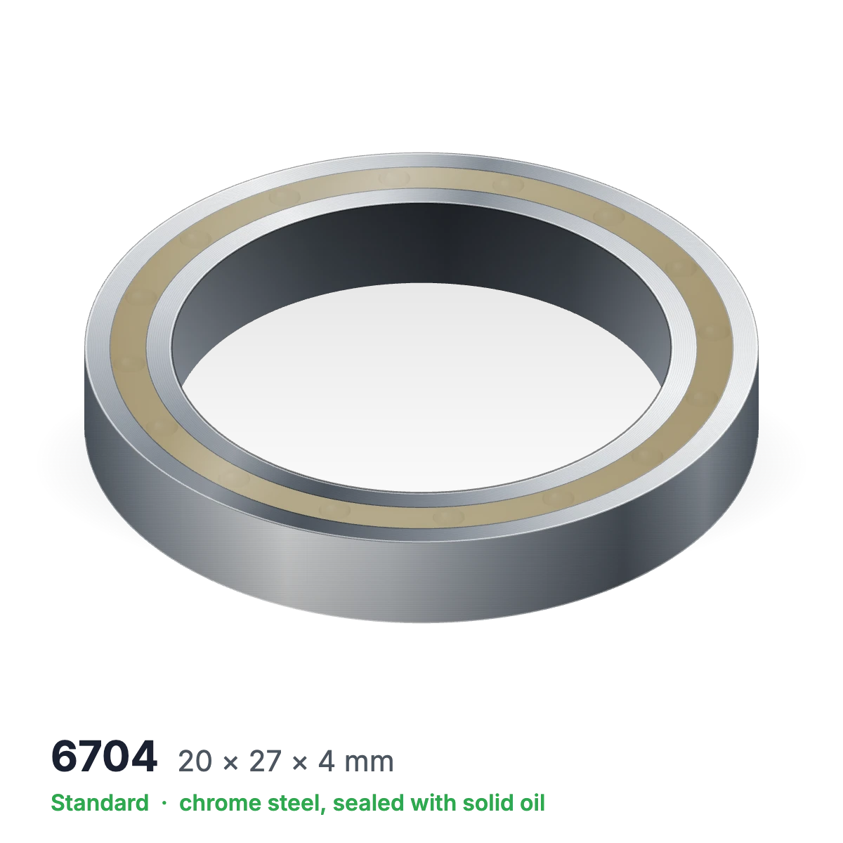 6704 solid oil ball bearing, 20 × 27 × 4 mm, chrome steel, sealed with solid oil