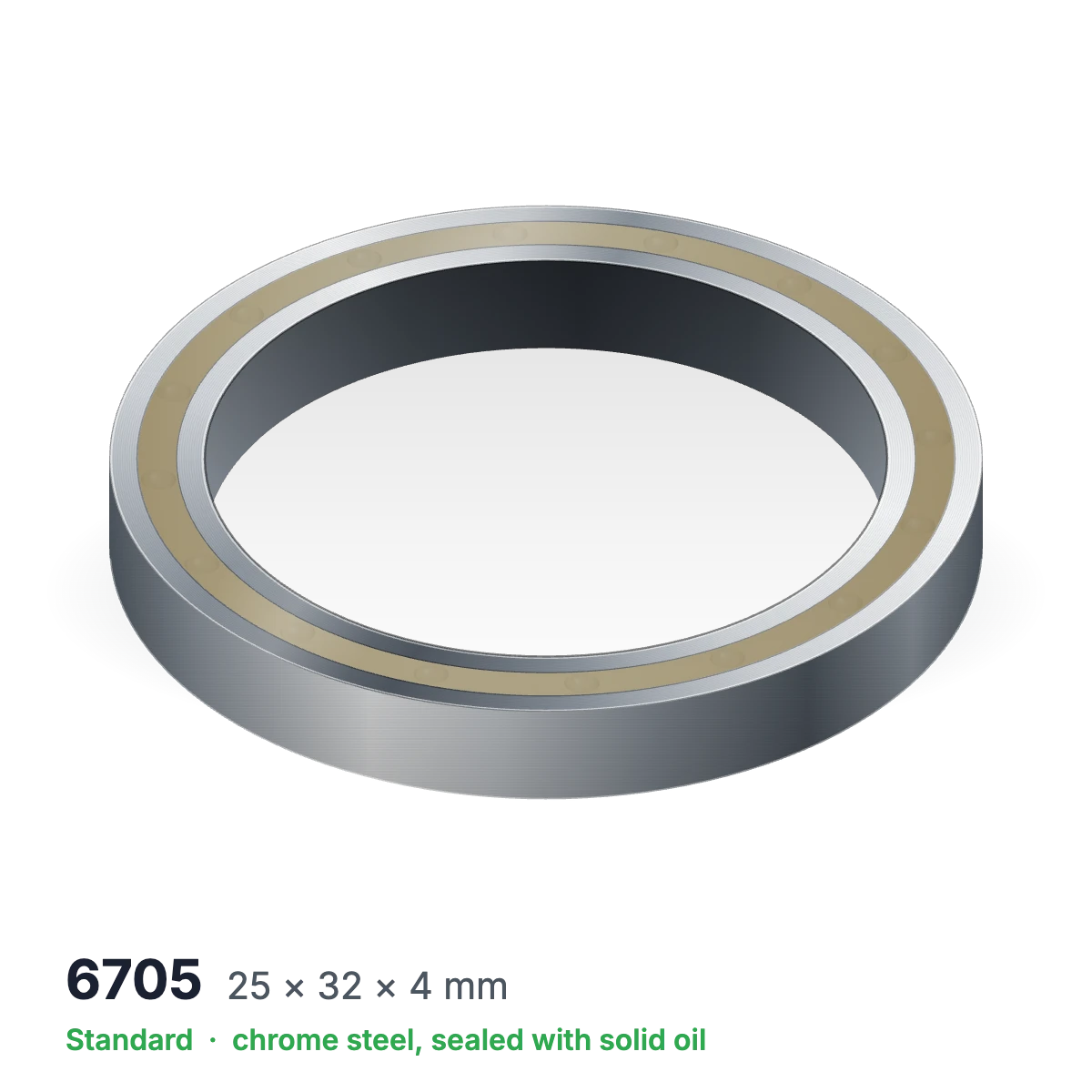 6705 solid oil ball bearing, 25 × 32 × 4 mm, chrome steel, sealed with solid oil
