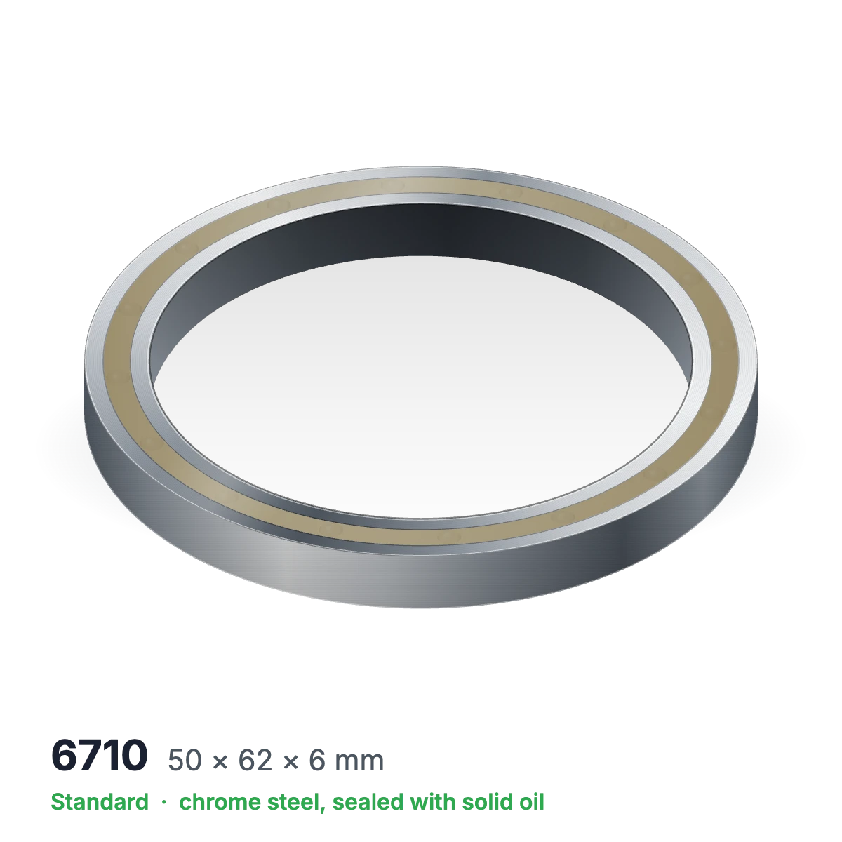 6710 solid oil ball bearing, 50 × 62 × 6 mm, chrome steel, sealed with solid oil