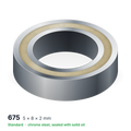 675 solid oil ball bearing, 5 × 8 × 2 mm, chrome steel, sealed with solid oil