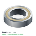 6801 solid oil ball bearing, 12 × 21 × 5 mm, chrome steel, sealed with solid oil