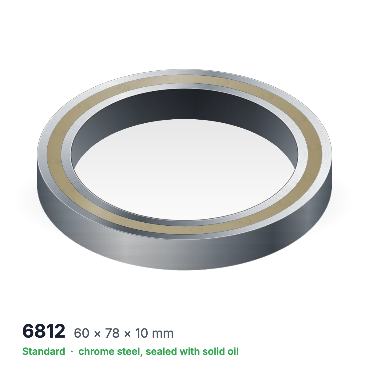 6812 solid oil ball bearing, 60 × 78 × 10 mm, chrome steel, sealed with solid oil