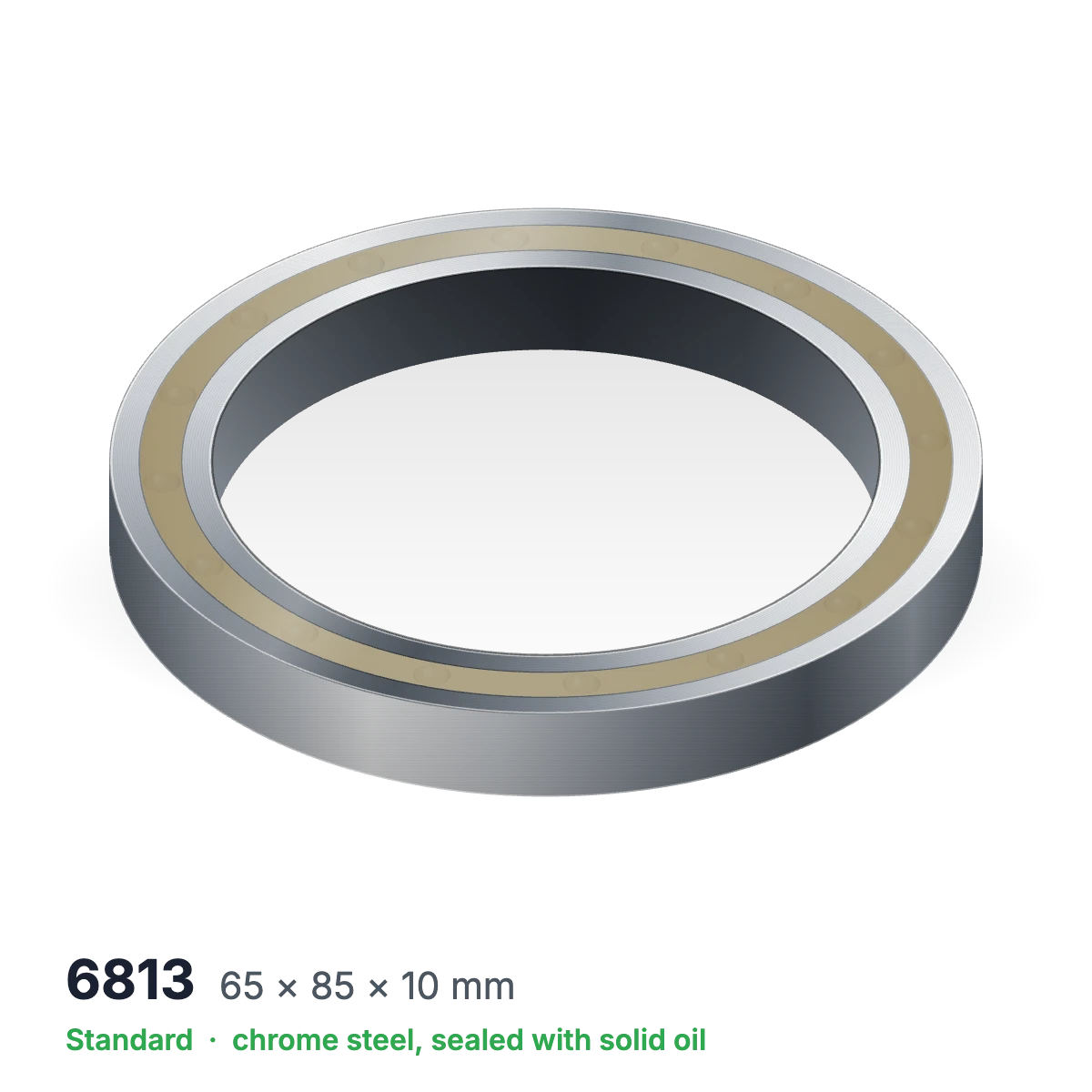 6813 solid oil ball bearing, 65 × 85 × 10 mm, chrome steel, sealed with solid oil