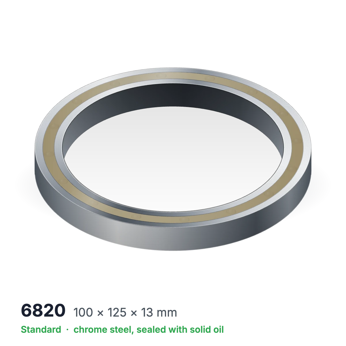 6820 solid oil ball bearing, 100 × 125 × 13 mm, chrome steel, sealed with solid oil