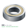 688 solid oil ball bearing, 8 × 16 × 4 mm, chrome steel, sealed with solid oil