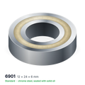 6901 solid oil ball bearing, 12 × 24 × 6 mm, chrome steel, sealed with solid oil