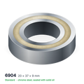 6904 solid oil ball bearing, 20 × 37 × 9 mm, chrome steel, sealed with solid oil
