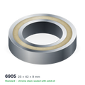 6905 solid oil ball bearing, 25 × 42 × 9 mm, chrome steel, sealed with solid oil