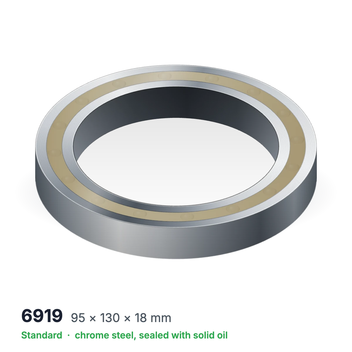6919 solid oil ball bearing, 95 × 130 × 18 mm, chrome steel, sealed with solid oil