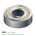 699 solid oil ball bearing, 9 × 20 × 6 mm, chrome steel, sealed with solid oil