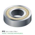 R12 solid oil ball bearing, 3/4 × 1-5/8 × 7/16 in, chrome steel, sealed with solid oil