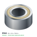 R144 solid oil ball bearing, 1/8 × 1/4 × 7/64 in, chrome steel, sealed with solid oil