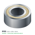 R155 solid oil ball bearing, 5/32 × 5/16 × 1/8 in, chrome steel, sealed with solid oil