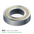 R22 solid oil ball bearing, 1-3/8 × 2-1/2 × 9/16 in, chrome steel, sealed with solid oil