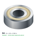 R4 solid oil ball bearing, 1/4 × 5/8 × 0.196 in, chrome steel, sealed with solid oil